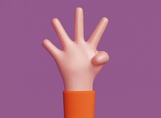 3d hands.The hand raised 4 fingers is 3D.