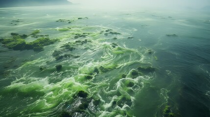 Fototapeta na wymiar green algae in water.