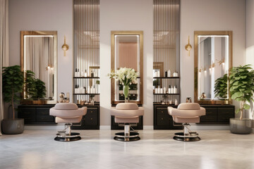 Luxury beauty salon interior, inside modern hairdressing shop