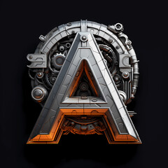 Mechanical Letter A Icon Graphic Poster Web Page PPT Backgrounds