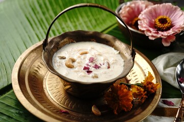 Semiya kheer or vermicelli pudding- Payasam , Indian festival food, selective focus