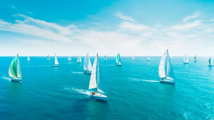 Deurstickers aerial view of sailboat in the sea © Aram