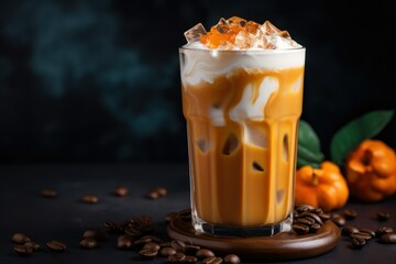 Sip and Savor: Glass Cup with Pumpkin Spice Latte