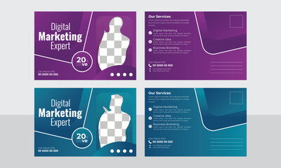 modern and trend business post card design template vector file abstract background