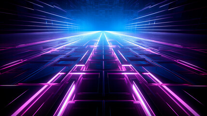 abstract futuristic sci-fi tunnel with glowing neon glow lines and lights in dark empty space,...