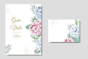 Beautiful hydrangea floral wedding invitation card 