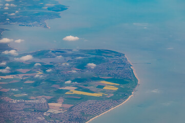 The coast of England seen from an airplane
