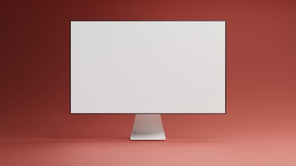 Computer monitor mockup. Pc computer template with blank screen. 3d rendering