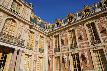 The corner facade - 17th century royal palace of Versailles, France