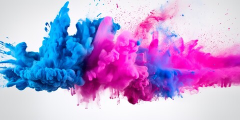bright paint color powder festival explosion isolated background. industrial print concept...