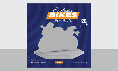 exclusive bikes social media post design template vector file