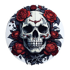 Skull and Flower Sticker Png Image Transparent Background