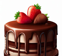 Chocolate Cake With Strawberries..