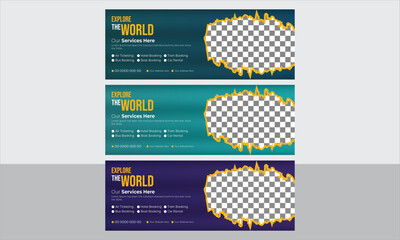 modern and trend travel facebook cover post design template	