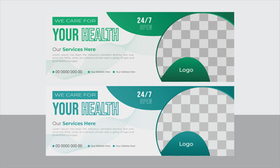 Medical facebook cover design concept with creative or web banner medical services 