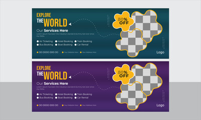 modern and trend travel facebook cover post design template	
