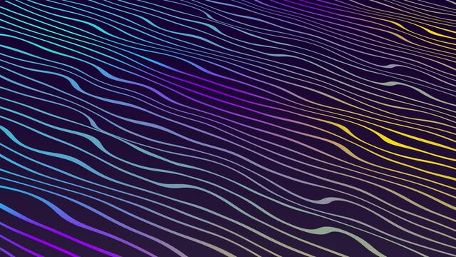 Abstract colorful wavy background. Colorful wallpaper. Seamless loop animation.