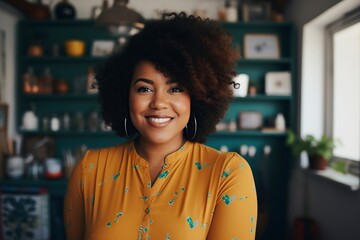 curvy, confident and happy black woman
