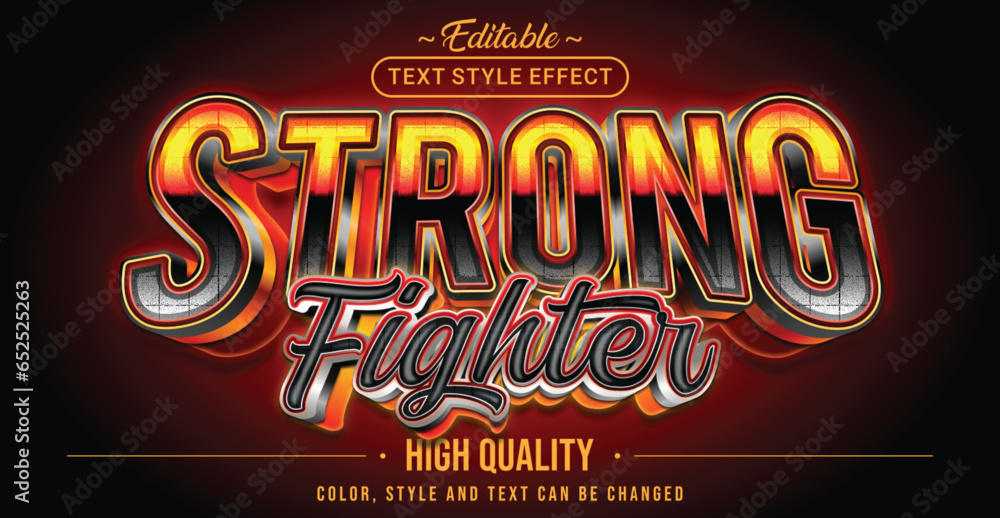 Poster Editable text style effect - Strong Fighter text style theme.
