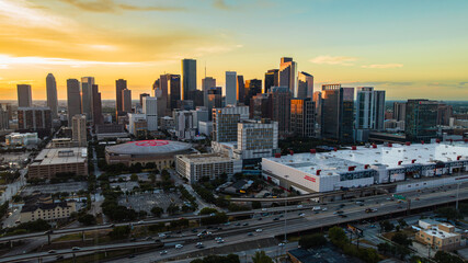sunset over the city of Houston