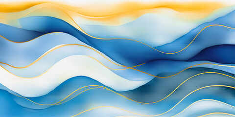 Abstract wave watercolor brush strokes texture painting. Colorful art wavy lines grunge background. Bright colorful waves paint mix with stain, blot, with stripes. Ocean lustration backdrop for mobile
