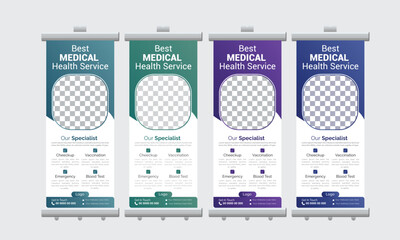 medical or health  roll up or x banner design template vector file 
