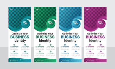 professional business colorful roll up or x banner design template vector file 