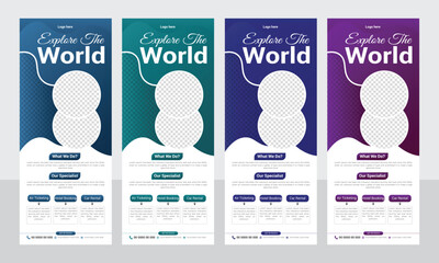 professional travel roll up banner design template vector file modern layout