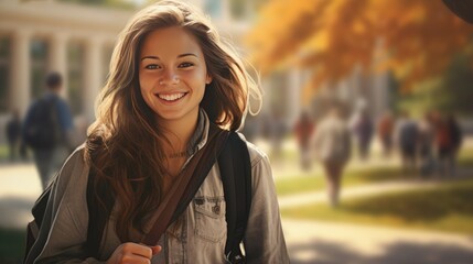 Fototapeta premium Portrait of a young university student outdoors