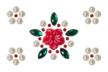 Decorative stickers: flower, leaves, pearls and rhinestones, greeting card. 