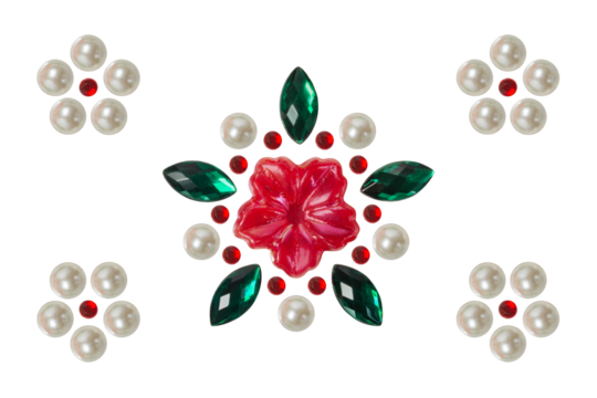 Decorative stickers: flower, leaves, pearls and rhinestones, greeting card. 