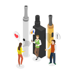 3D Isometric Flat  Conceptual Illustration of Vape Cigarettes, Portable Smoke Devices