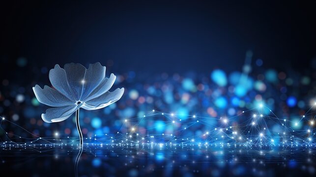 Futuristic cosmos flower with circuit big data technology. AI generated image
