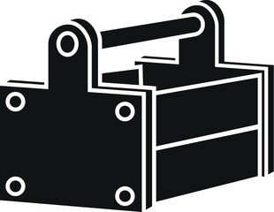 Cartoon Black and White Illustration Vector Of A Construction Toolbox
