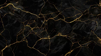 Foto op Plexiglas Dark marble black marble stone background dark black marble background tiles stone gold silver © Brynjar