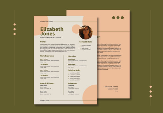 Modern Minimalist Beige and Green Resume and Cover Letter Template