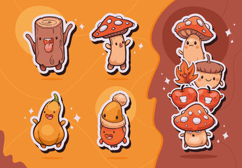 Autumn Kawaii Cartoon Sticker Set