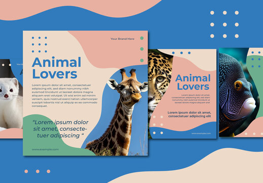 Blue and Beige Modern Animal Social Media Template