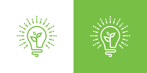 Light bulb ecology concept. Vector illustration of a bulb and leaf combination	