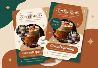 Organic Grand Opening Coffee Shop Poster Layout