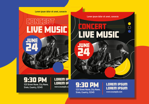 Bold Modern Live Music Concert Poster Template