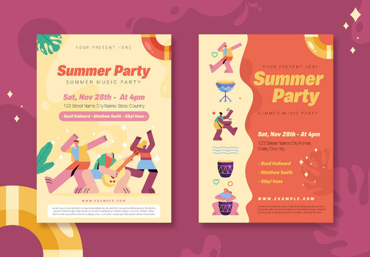 Vibrant Tropical Summer Music Party Flyer Template