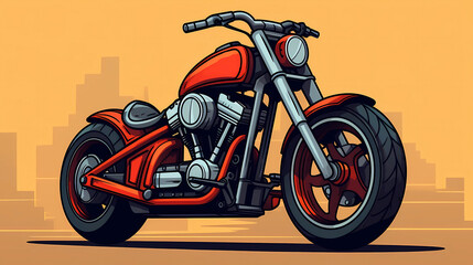 Hand drawn cartoon motorcycle illustration
