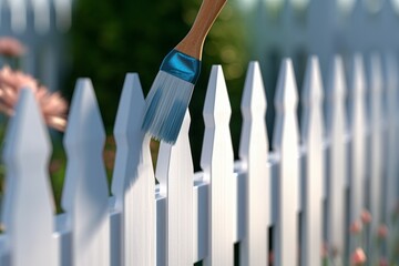 Painted wooden fence. Background with selective focus and copy space