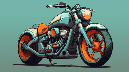 Hand drawn cartoon motorcycle illustration
 - obrazy, fototapety, plakaty