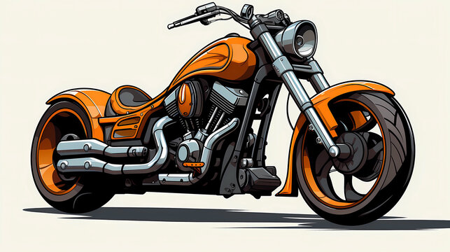 Hand drawn cartoon motorcycle illustration
