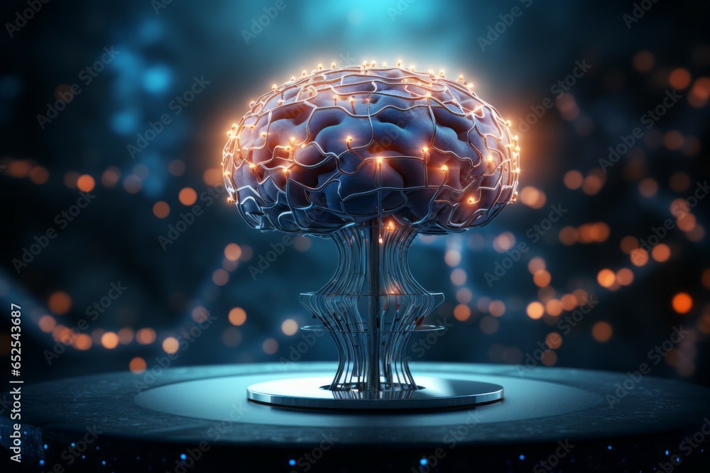Aufkleber abstract human brain. concept of neurons and insight. background with selective focus and copy space