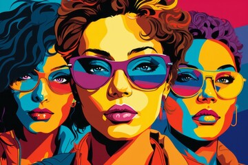 Portrait in the style of Pop Art. LGBT community concept. Bright colorful pride background