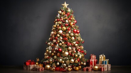Christmas Tree with Decorations- generative AI
