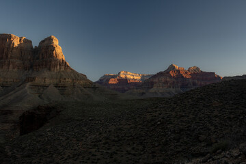 Marsh Butte Catches Morning Light In The Grand Canyon